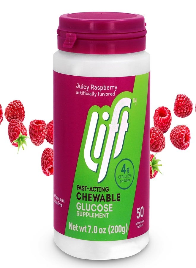 Lift Glucose Fast-Acting Glucose Chewable Energy Tablets, Raspberry, 50 ct Jar (Pack of 1) - Image 1